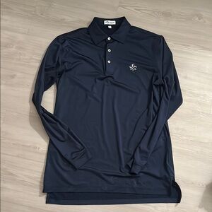 Peter Millar Blue Long Sleeve Polo Shirt